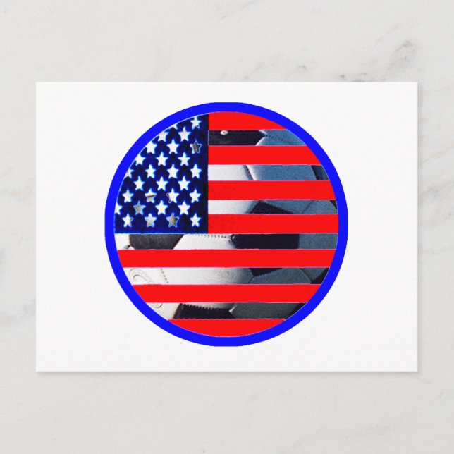 Fußball & USA Flag2 The MUSEUM Zazzle Blue-C Postkarte (Vorderseite)