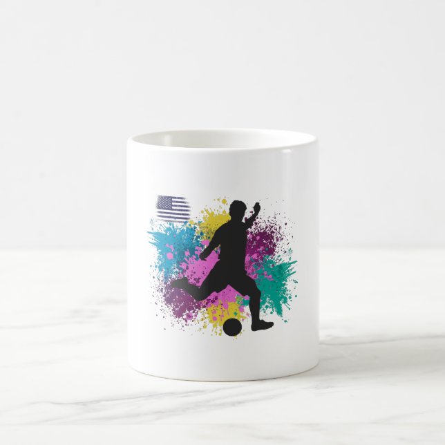 Fußball USA Grungy Color Splashes Kaffeetasse (Mittel)
