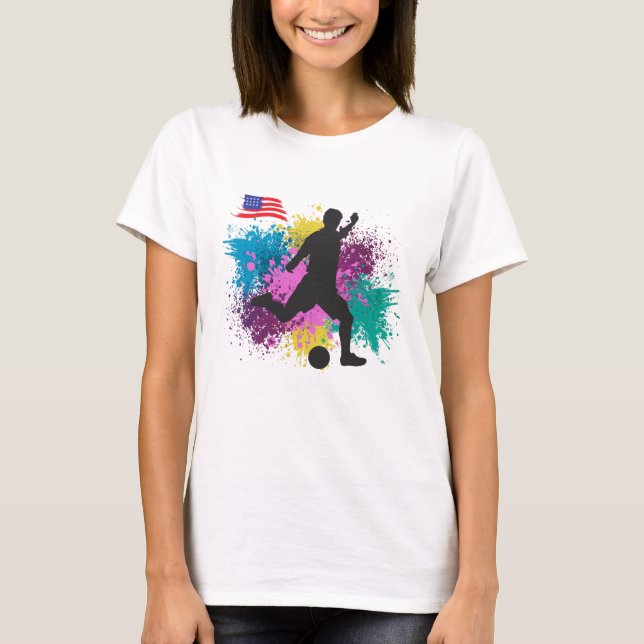 Fußball USA Grungy Color Splashes T-Shirt (Vorderseite)