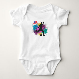 Fußball USA Grungy Farbspritzer Baby Strampler
