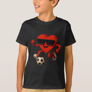 Fußball Valentinstag Süß Lustig Herz Jungen Mädche T-Shirt