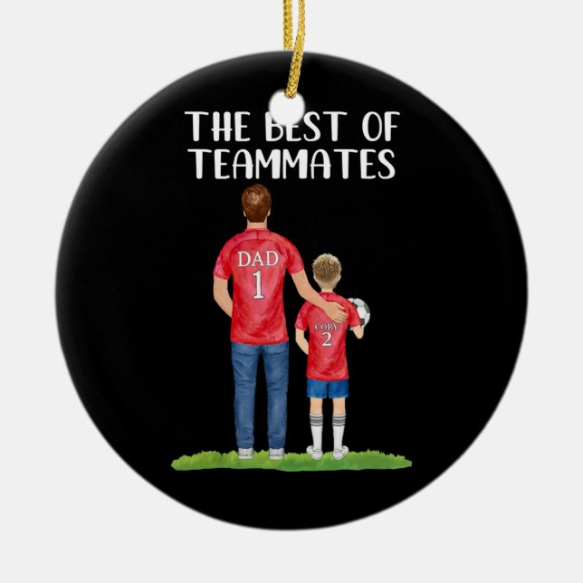 Fußball Vater Son Vathers Day Fußball Spieler Keramik Ornament (Vorne)