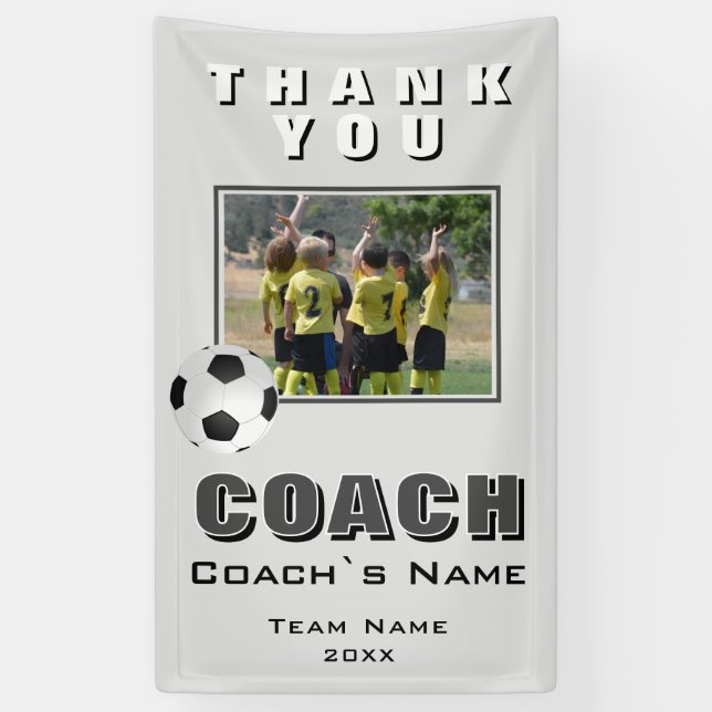 Fußball Vielen Dank Coach Team Foto Banner (Vertikal)