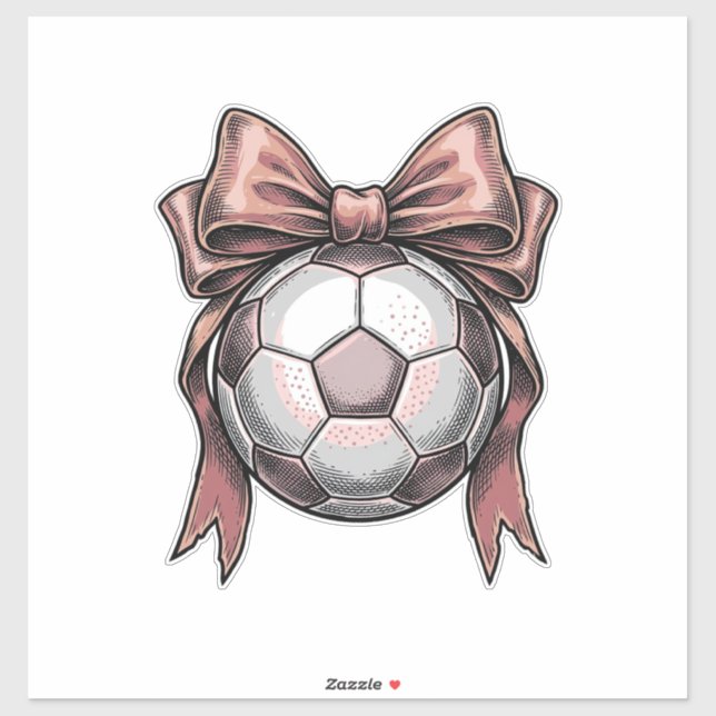 Fußball Vintage mit rosa Schleife Aufkleber (Blatt)