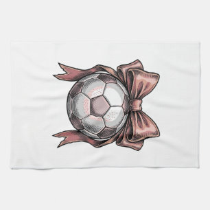 Fußball Vintage mit rosa Schleife Geschirrtuch