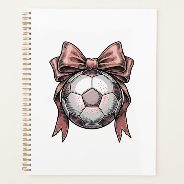 Fußball Vintage mit rosa Schleife Planer (Vorderseite)