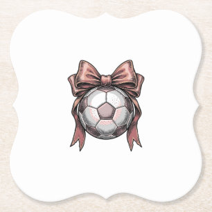 Fußball Vintage mit rosa Schleife Untersetzer