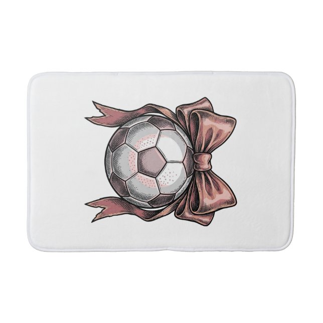 Fußball Vintage rosa Schleife Badematte (Vorderseite)