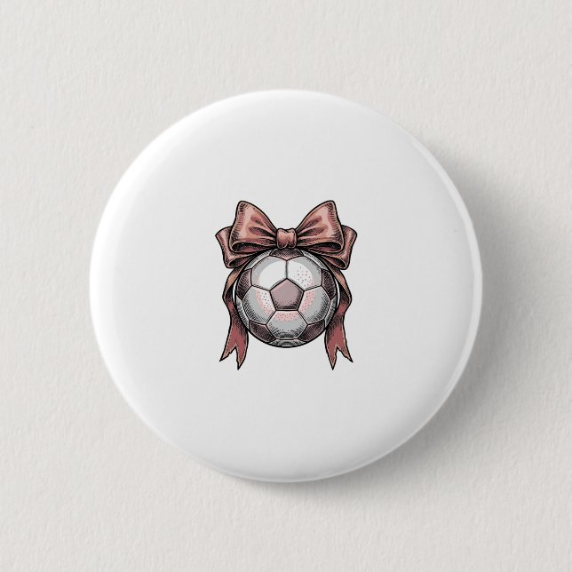 Fußball Vintage rosa Schleife Button (Vorderseite)