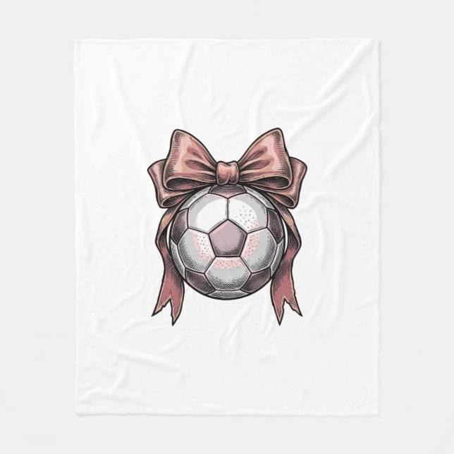 Fußball Vintage rosa Schleife Fleecedecke (Vorderseite)