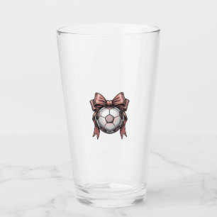 Fußball Vintage rosa Schleife Glas