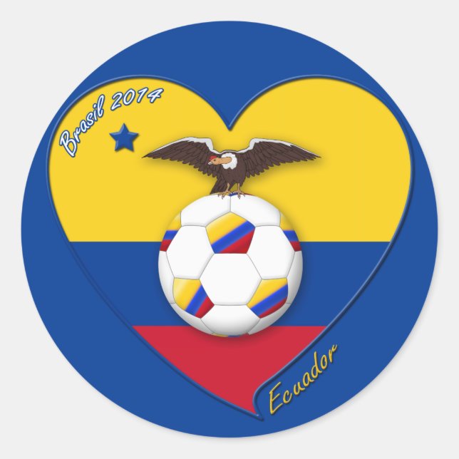 Fußball von ECUADOR. Ecuadorian National Team Runder Aufkleber (Vorderseite)
