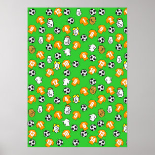 Fußball-Wandposter mit orange-goldenen Trikots Poster