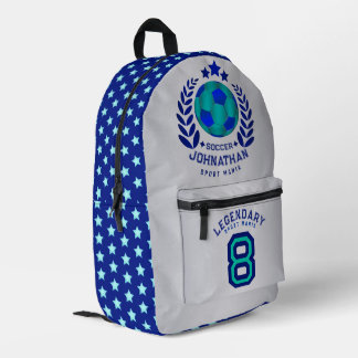 Fußball-Wappen | Helle blaue Sport-Fan-Geschenke Bedruckter Rucksack