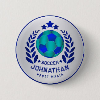 Fußball-Wappen | Helle blaue Sport-Fan-Geschenke Button