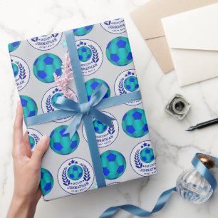Fußball-Wappen Helle blaue Sport-Fan-Geschenke Geschenkpapier