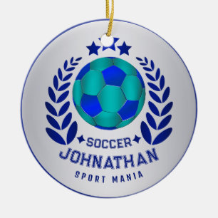 Fußball-Wappen Helle blaue Sport-Fan-Geschenke Keramik Ornament