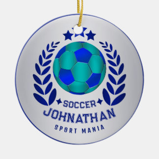 Fußball-Wappen | Helle blaue Sport-Fan-Geschenke  Keramik Ornament