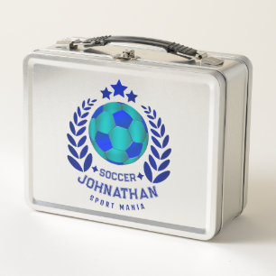 Fußball-Wappen   Helle blaue Sport-Fan-Geschenke  Metall Brotdose