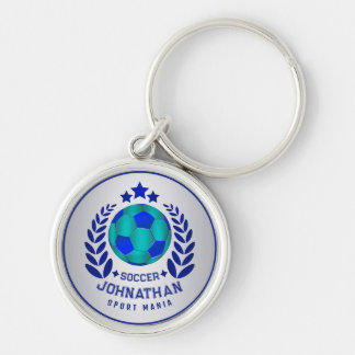 Fußball-Wappen | Helle blaue Sport-Fan-Geschenke Schlüsselanhänger