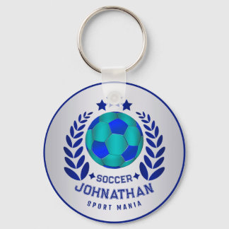 Fußball-Wappen | Helle blaue Sport-Fan-Geschenke Schlüsselanhänger