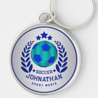 Fußball-Wappen | Helle blaue Sport-Fan-Geschenke Schlüsselanhänger