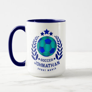 Fußball-Wappen Helle blaue Sport-Fan-Geschenke Tasse