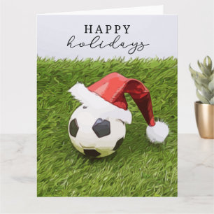 Fußball Weihnachten Fußball Santa Hut Frohe Feiert Karte
