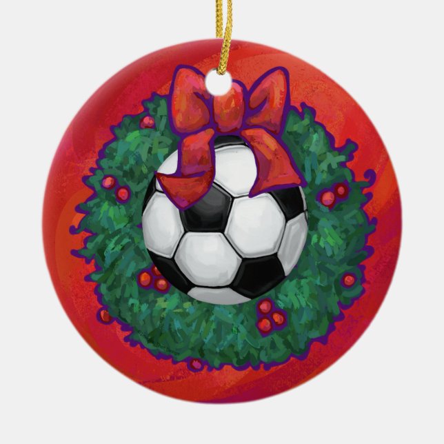 Fußball Weihnachten Keramik Ornament (Vorne)