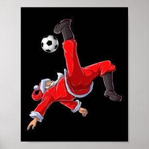 Fußball Weihnachten Santa Fahrrad Kick Xmas Jungen Poster