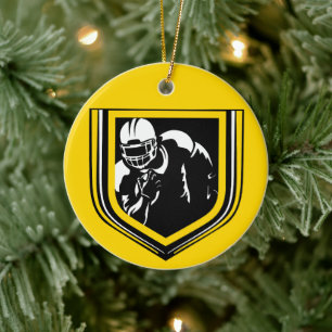 Fußball Weihnachten Schwarz-Gold-Ornament Keramik Ornament