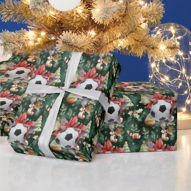 Fußball Weihnachten Thema für Spieler mit Ball Geschenkpapier (Feiertage)