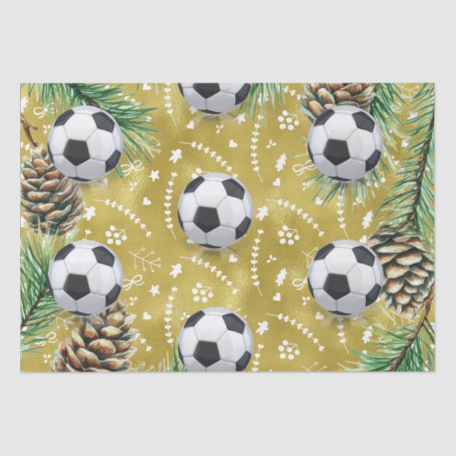 Fußball Weihnachten Thema für Spieler mit Ball Seidenpapier (Vorderseite)