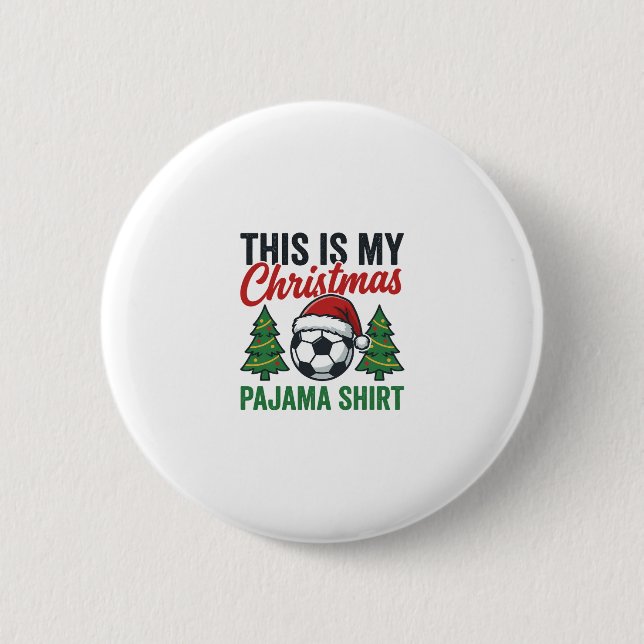 Fußball-Weihnachts-Pyjama-Hemd Button (Vorderseite)