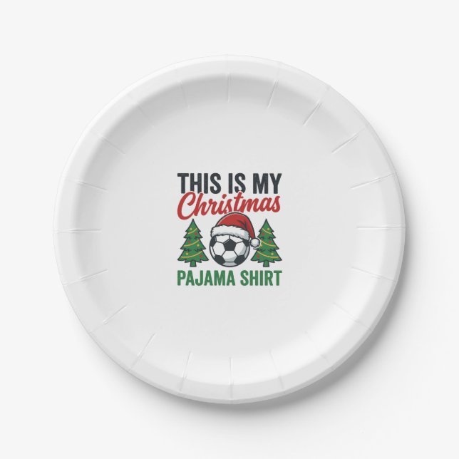 Fußball-Weihnachts-Pyjama-Hemd Pappteller (Vorderseite)