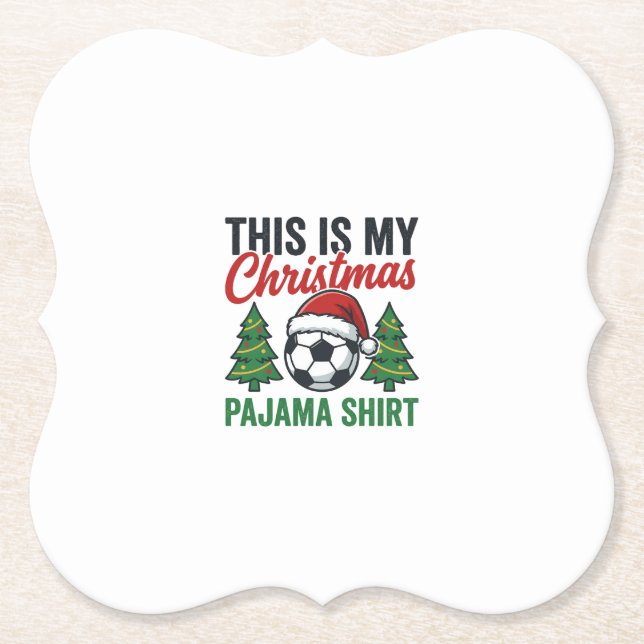 Fußball-Weihnachts-Pyjama-Hemd Untersetzer (Vorderseite)