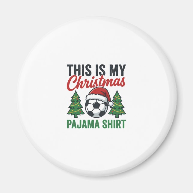 Fußball-Weihnachts-Pyjama-Shirt Magnet (Vorne)