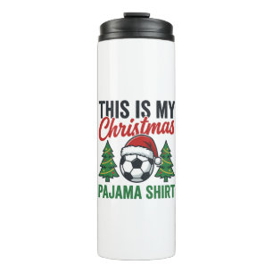 Fußball-Weihnachts-Pyjama-Shirt Thermosbecher