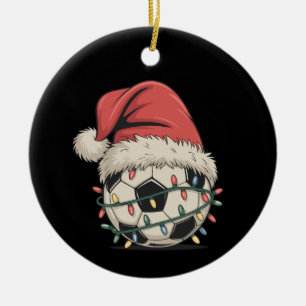 Fußball Weihnachts-Weihnachtsmannmütze Weihnachten Keramik Ornament