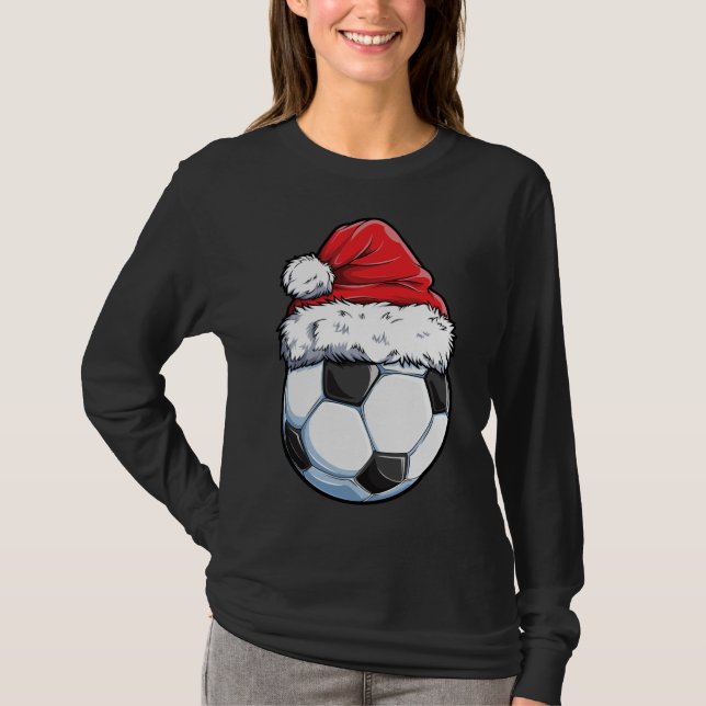 Fußball Weihnachtsball Weihnachtsmannmütze Funny S T-Shirt (Vorderseite)
