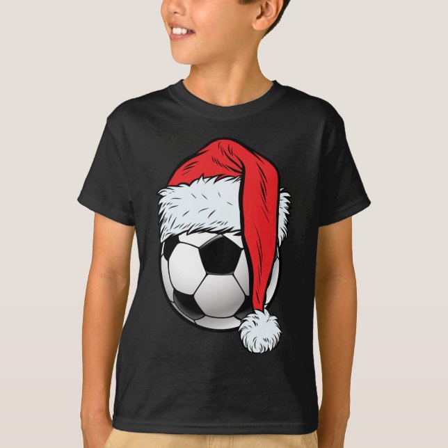 Fußball Weihnachtsball Weihnachtsmannmütze Funny S T-Shirt (Vorderseite)