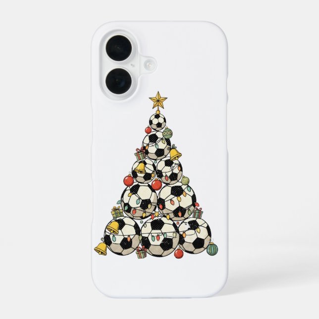 Fußball-Weihnachtsbaum iPhone 16 Hülle (Rückseite)
