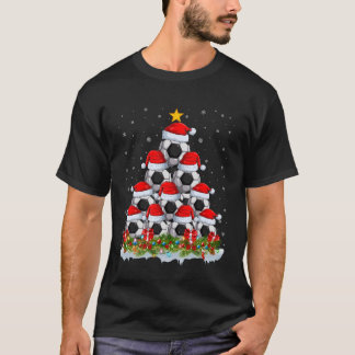 Fußball-Weihnachtsbaum-Lichter Sportler T-Shirt