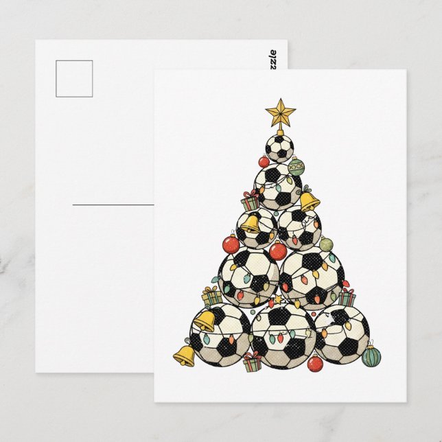 Fußball-Weihnachtsbaum Postkarte (Vorne/Hinten)