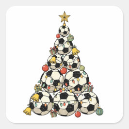 Fußball-Weihnachtsbaum Quadratischer Aufkleber