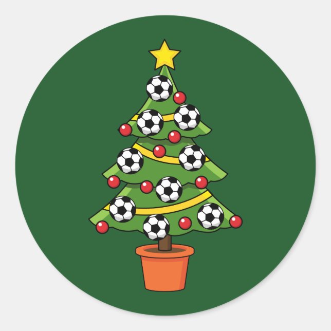 Fußball Weihnachtsbaum Runder Aufkleber (Vorderseite)