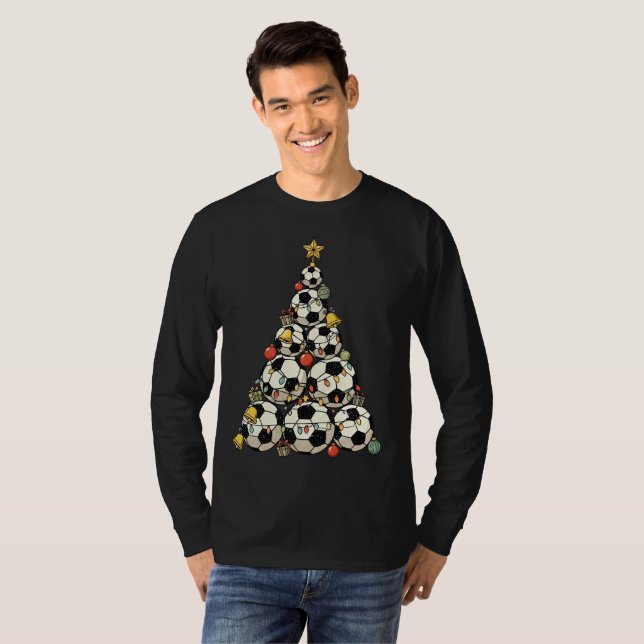 Fußball-Weihnachtsbaum T-Shirt (Vorne ganz)
