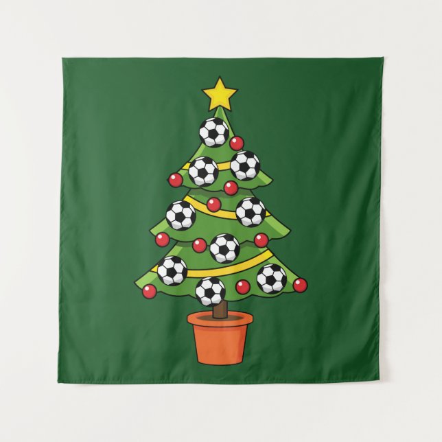 Fußball Weihnachtsbaum Wandteppich (Vorderseite)