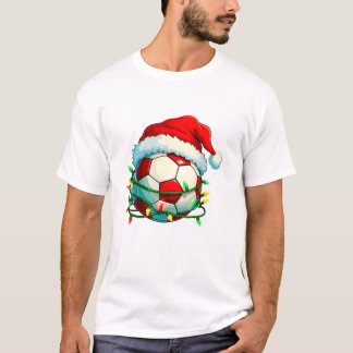 Fußball Weihnachtsbeleuchtung Weihnachtsmann T-Shirt