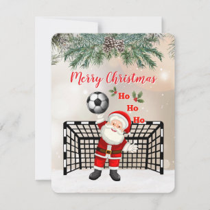 Fußball Weihnachtskarte Santa Soccer Feiertagskarte